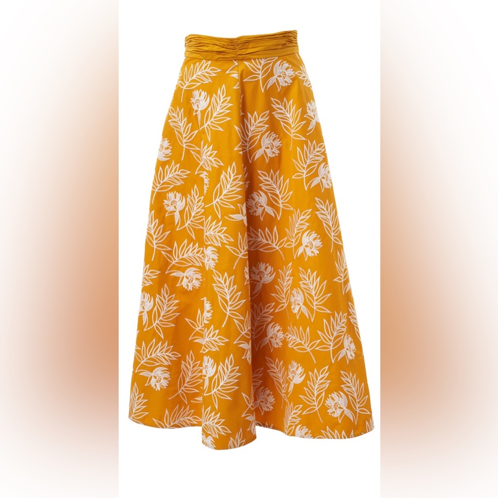 AMUR Mustard Floral A-Line Skirt NWOT - Picture 3 of 4